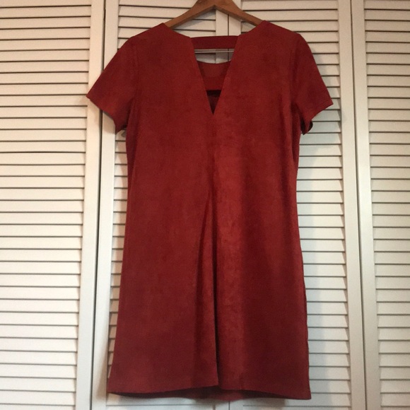 Faux Suede Burnt Orange Dress by Skies Are Blue - Picture 6 of 11